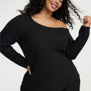 Torrid Black Off-Shoulder Sweater and leggings lounge set